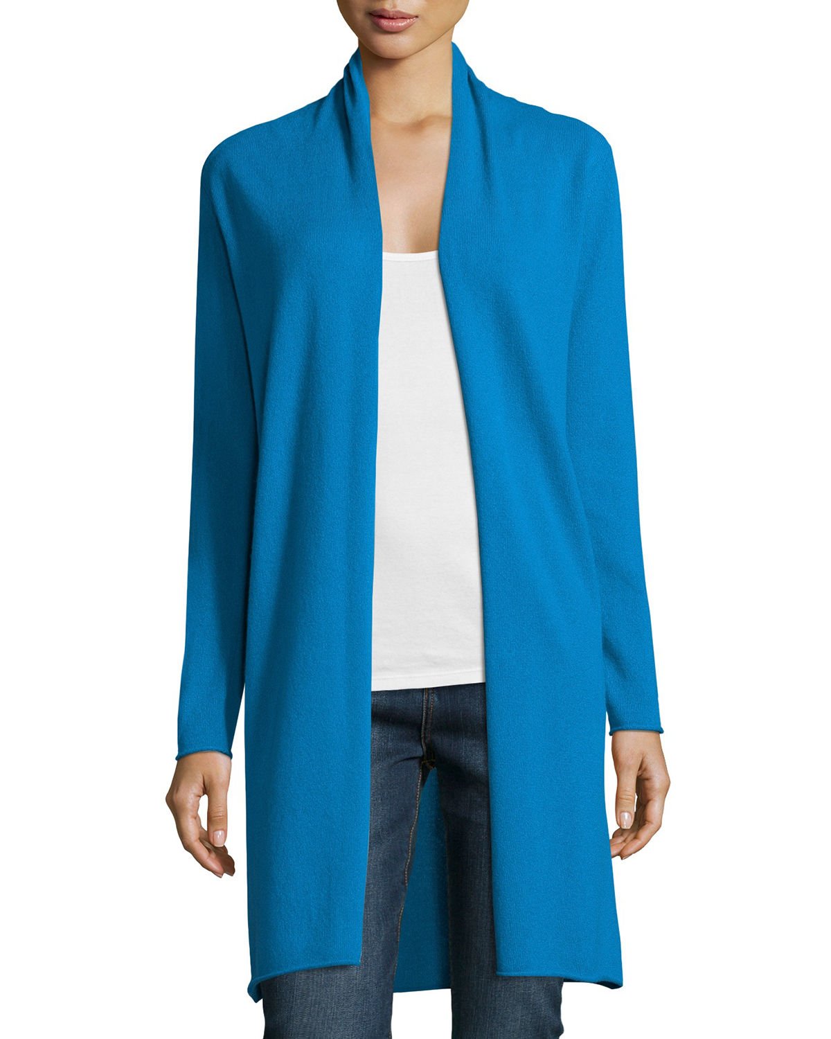 Neiman marcus cashmere collection Long Cashmere Duster Cardigan in Blue ...