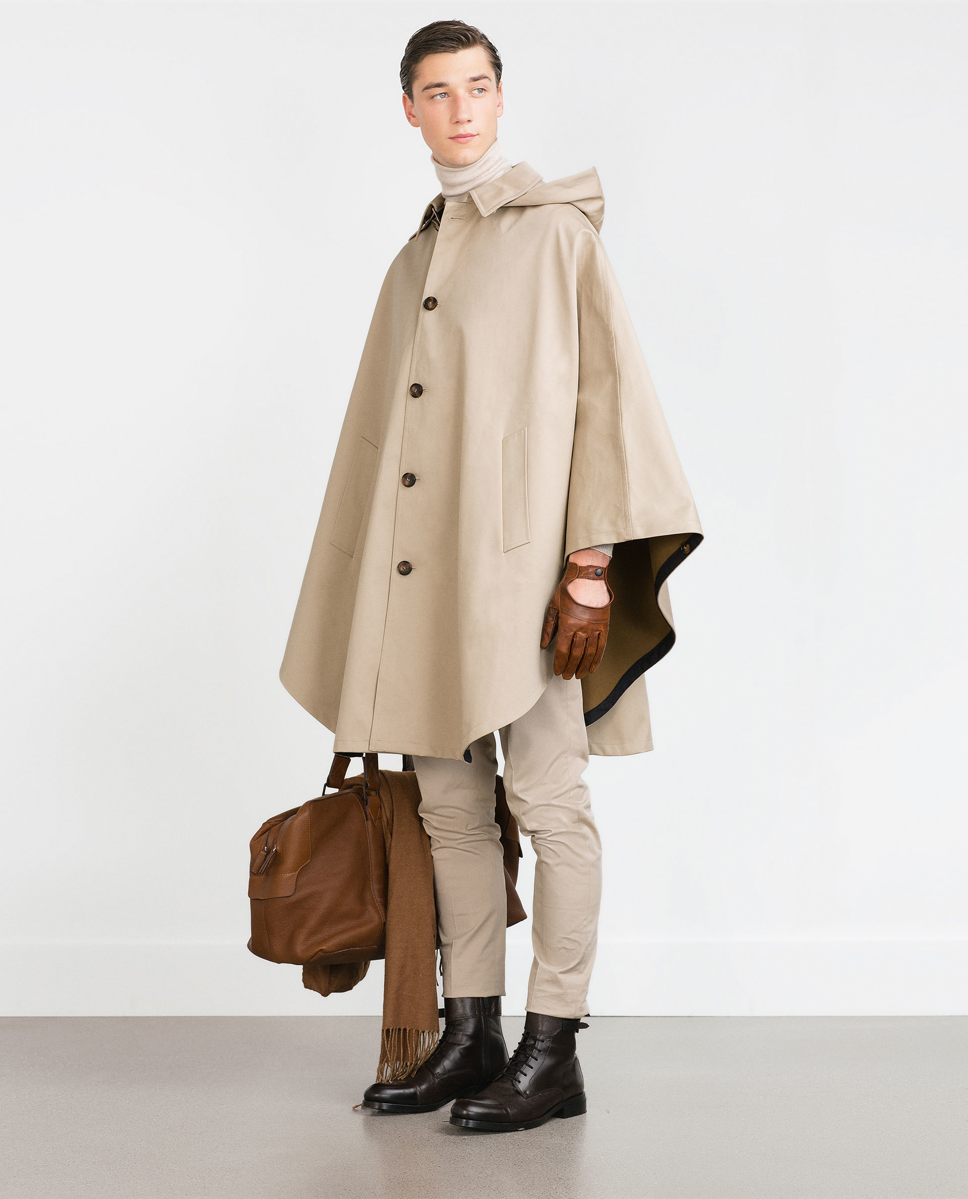 Zara Hooded Cape in Natural for Men | Lyst