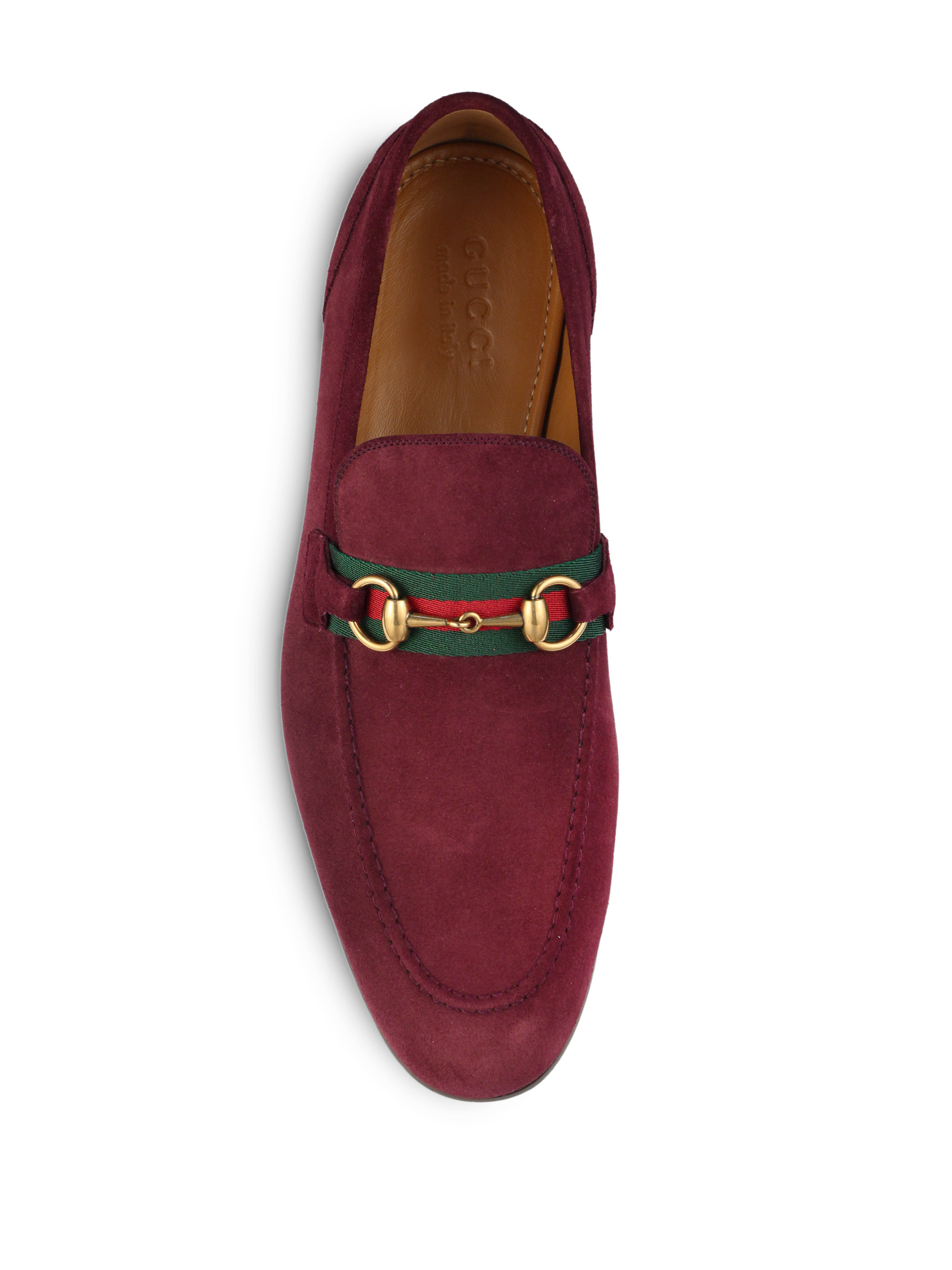 Lyst - Gucci Suede Horsebit Loafers in Red for Men