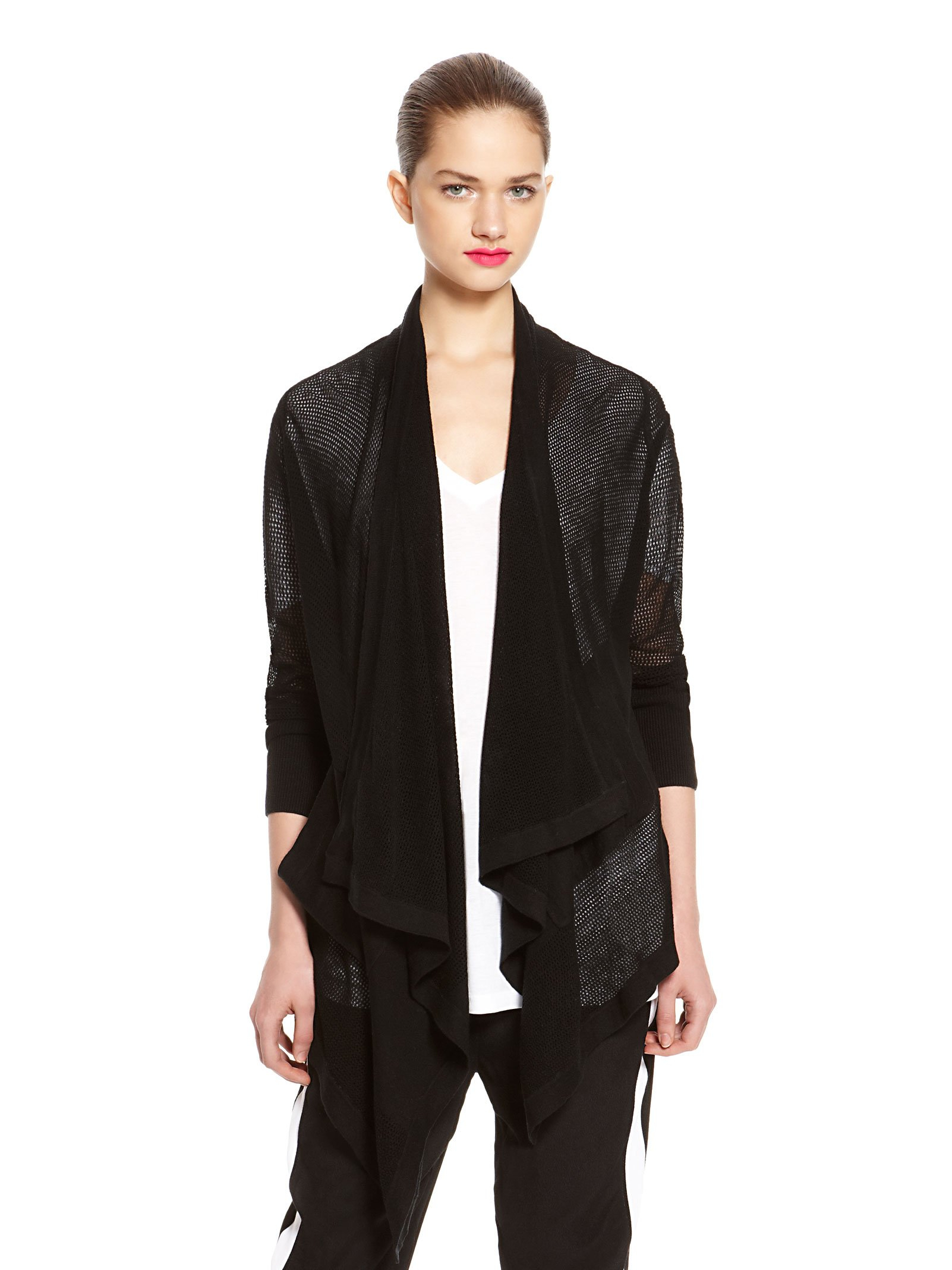 Dkny Long Sleeve Cardigan Cozy in Black