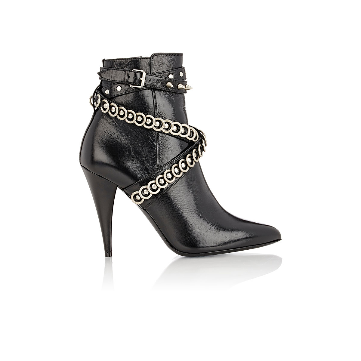 Lyst - Saint Laurent Women's Embellished Fetish Ankle Boots in Black