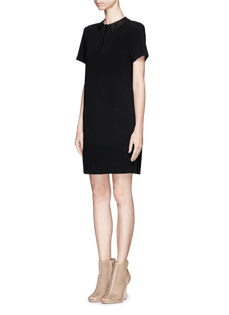 Rag & bone Becker Leather Collar Shift Dress in Black | Lyst