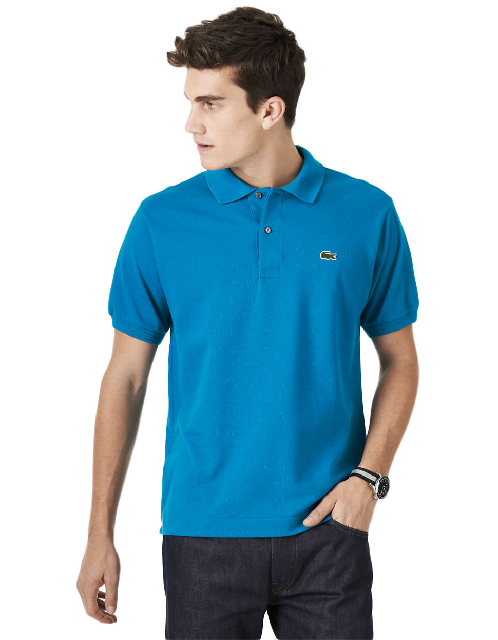 Lacoste Pique Cotton Polo Shirt in Blue for Men (Jade Blue) | Lyst