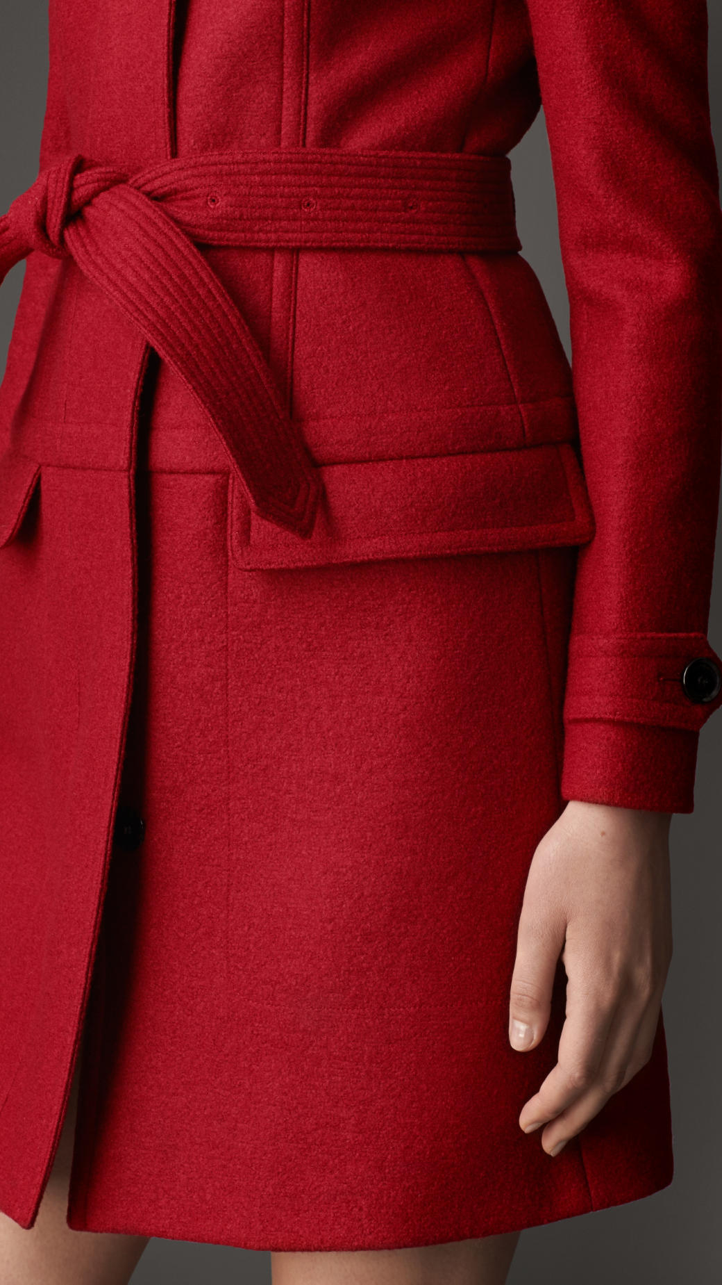 Lyst Burberry Structured Boiled Wool Coat in Red