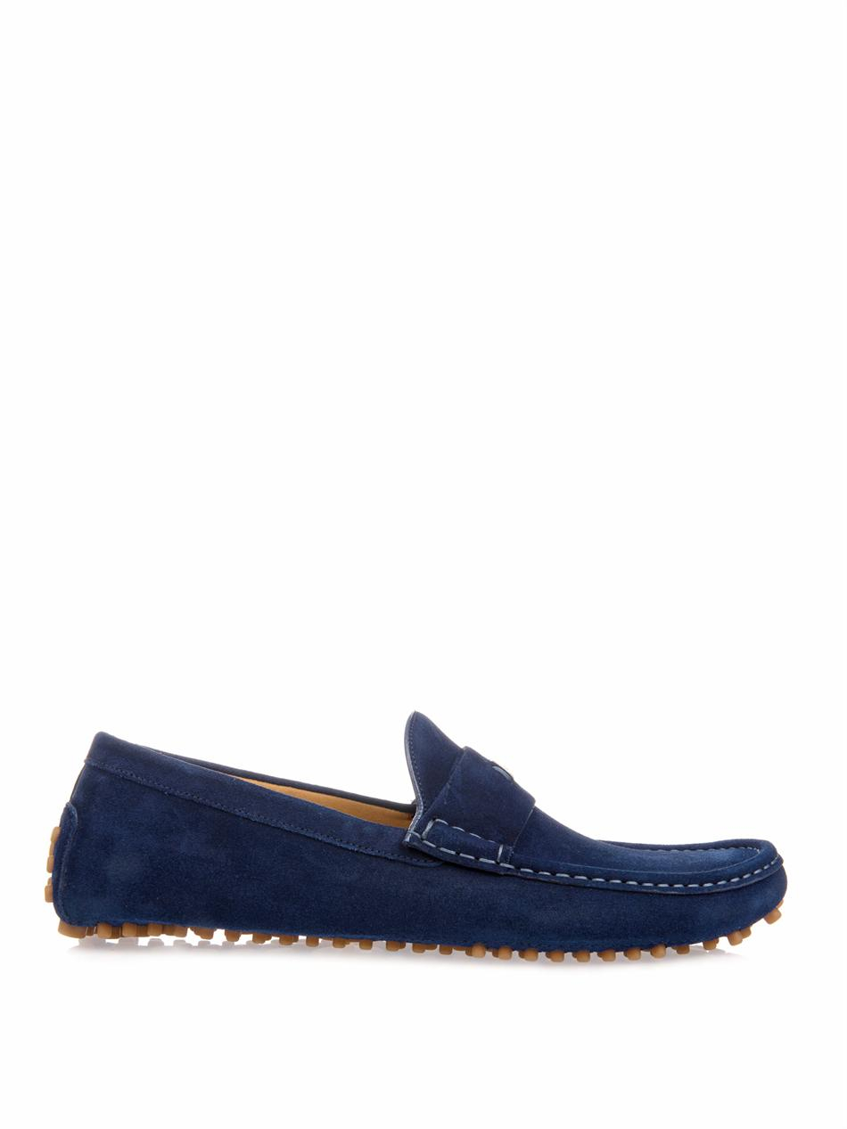 Lyst Gucci Suede Driving Shoes in Blue for Men
