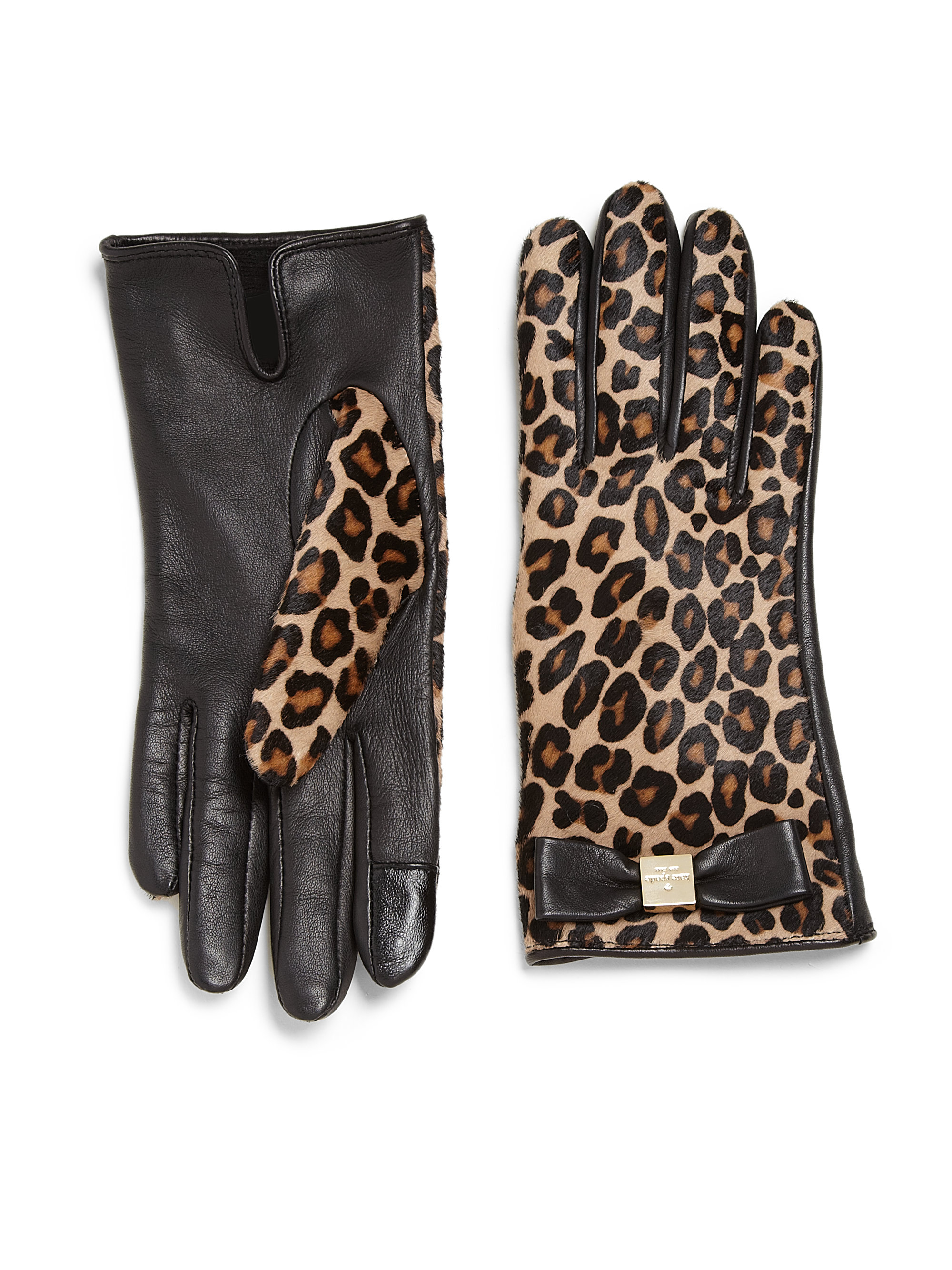 Kate spade new york Cheetah Print Calf Hair & Leather Gloves Lyst