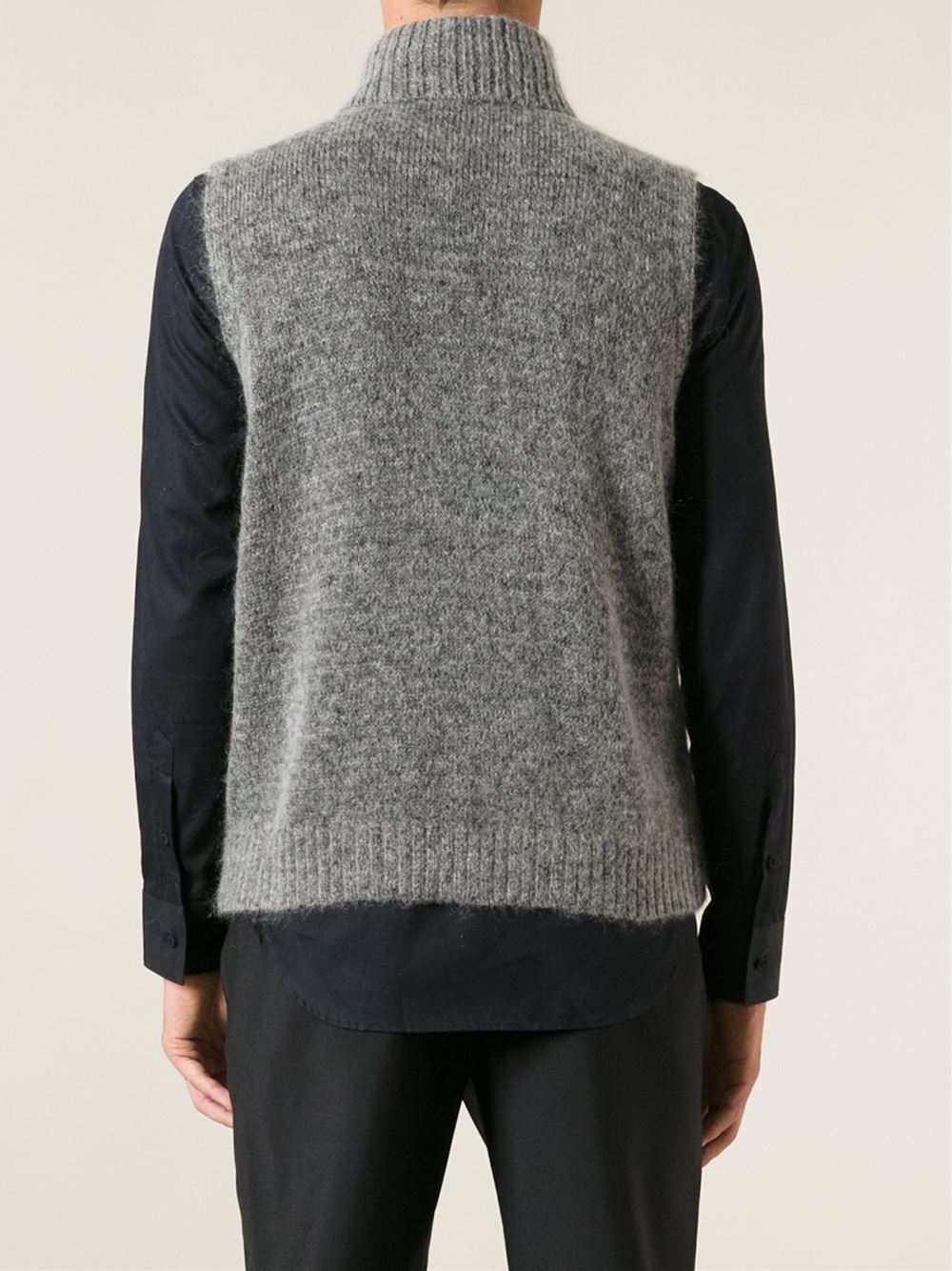 Lyst - Emporio Armani Sleeveless Sweater in Gray for Men