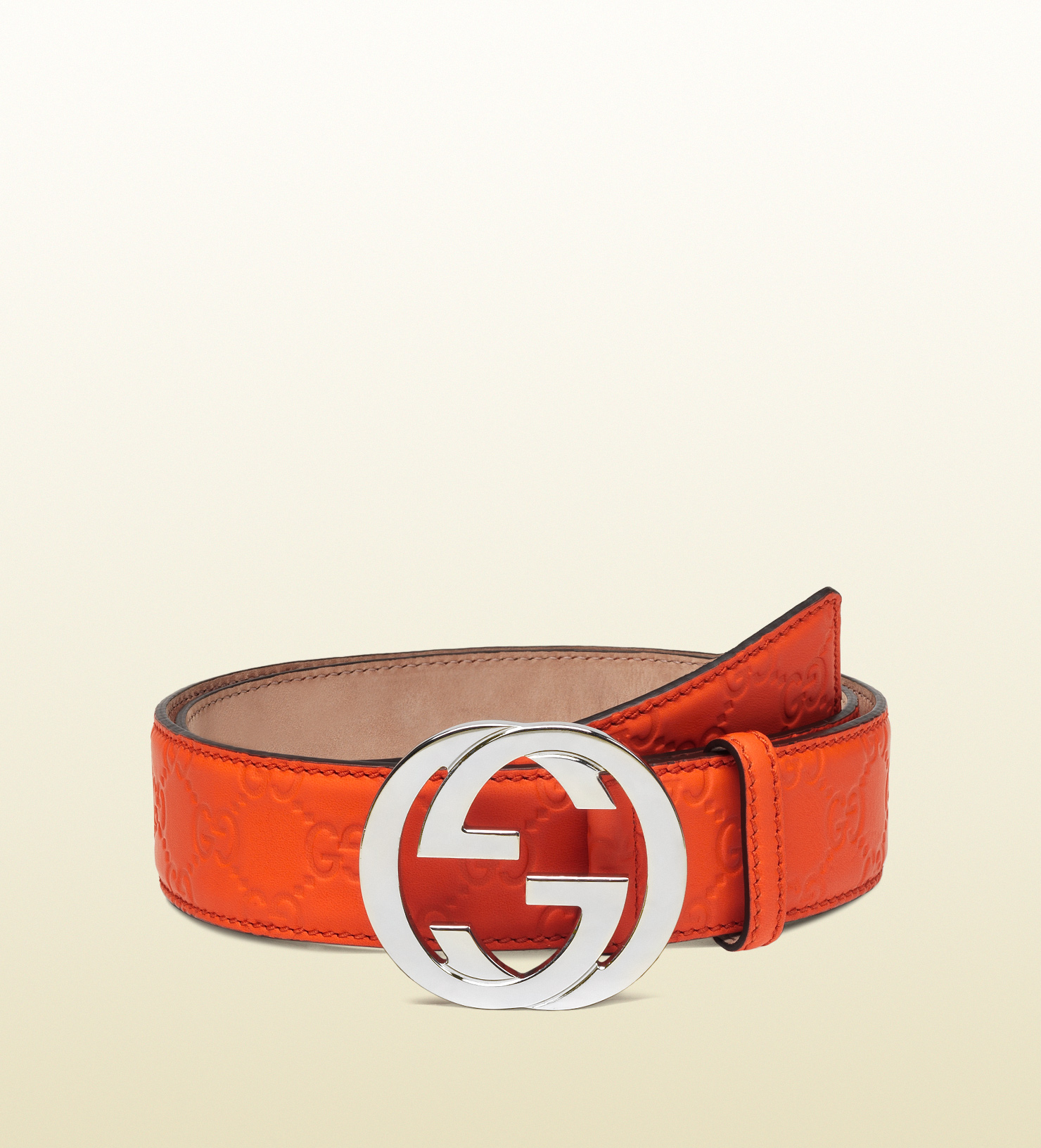 Lyst - Gucci Belt with Interlocking G Buckle in Orange for Men