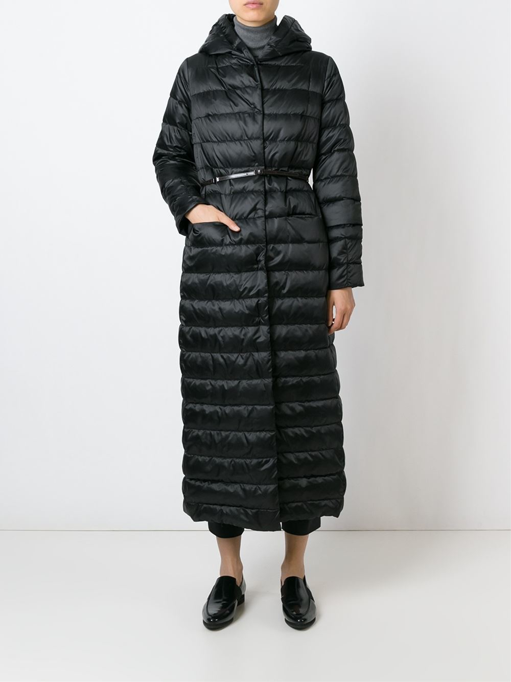 Long black padded coat