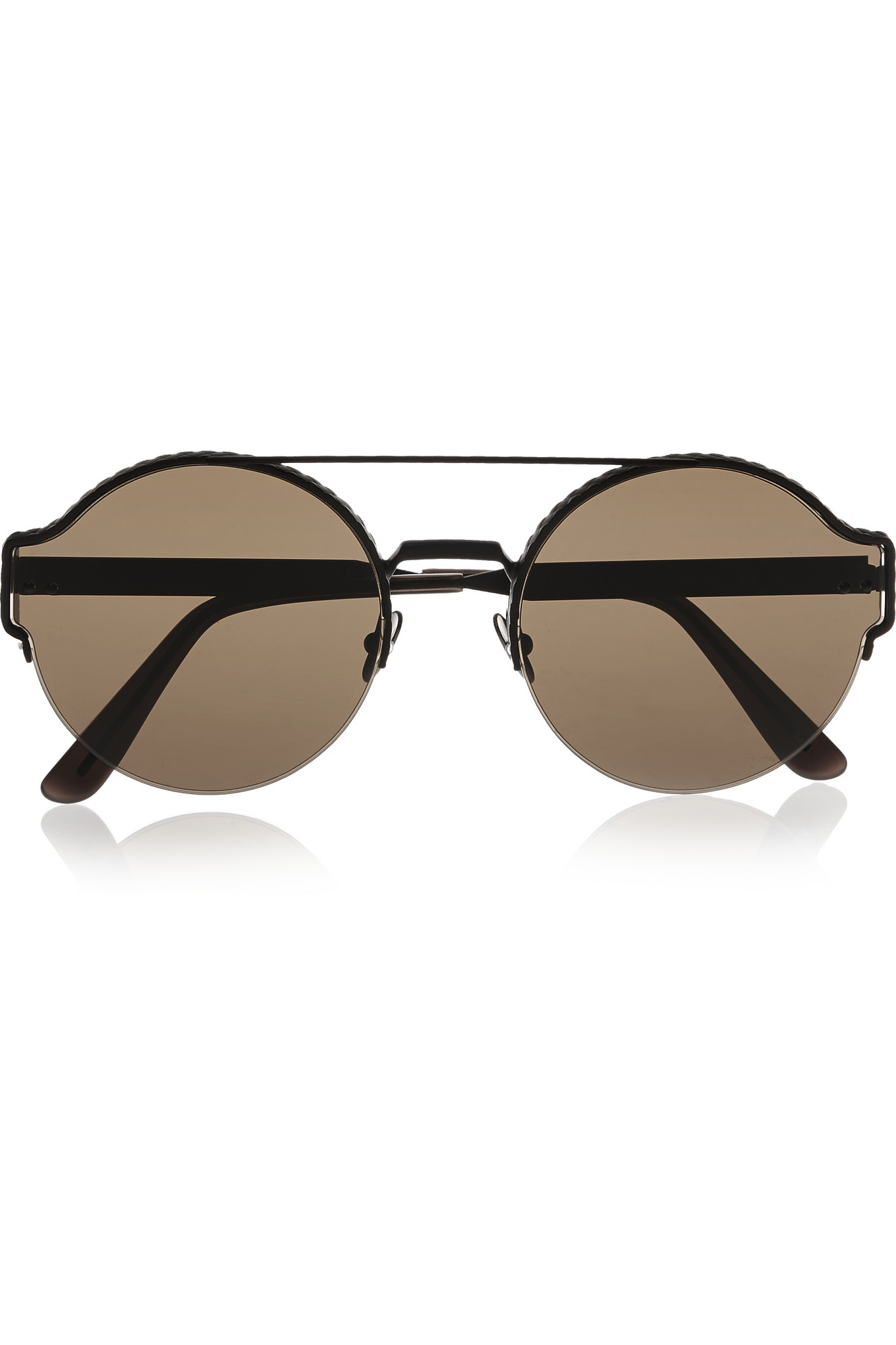 Bottega veneta Round-frame Metal Sunglasses in Black Lyst