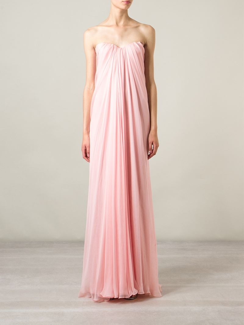Alexander McQueen Draped Bustier Evening Dress in Pink - Lyst