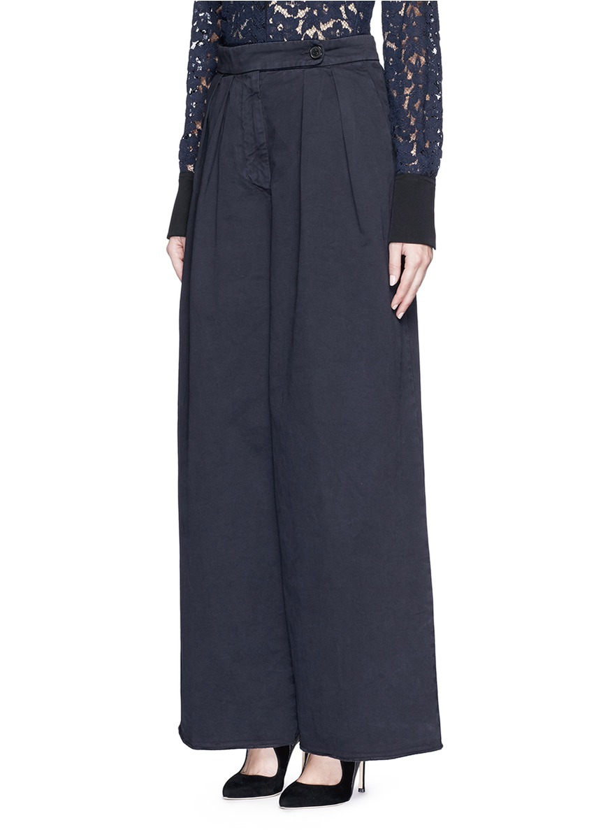 Lyst - Dries Van Noten 'pampi' Overdyed Cotton Twill Wide Leg Pants in Blue