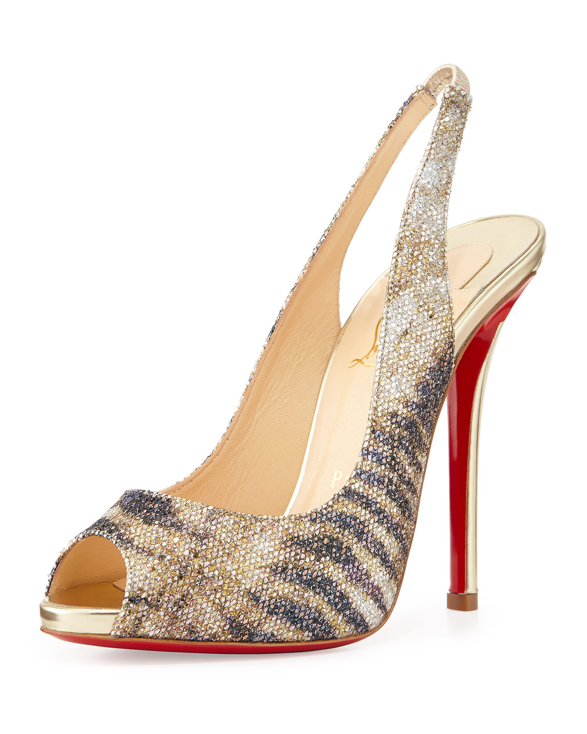 cheap knock off red bottom shoes - Christian louboutin Gamma Talon Glitter Slingback Sandal in Animal ...