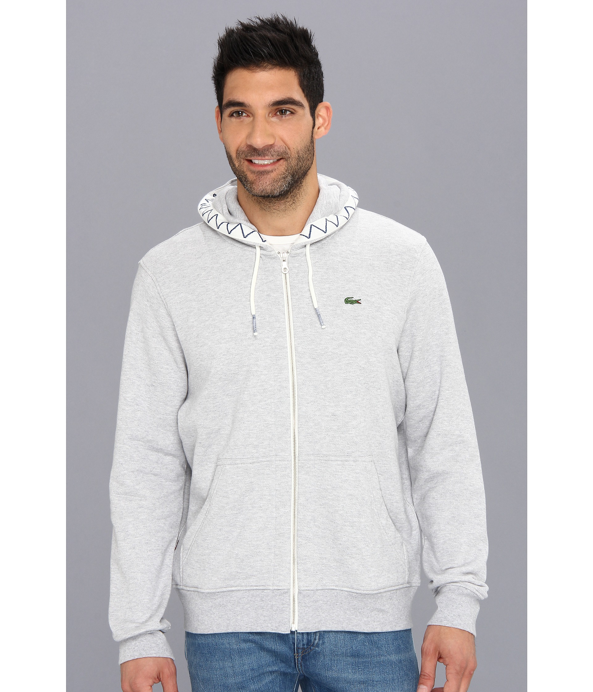 Lacoste Live Full Zip Hoodie Fleece Sweatshirt in Gray for Men | Lyst