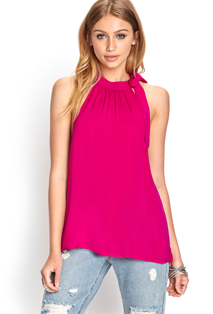 Forever 21 Self tie Halter  Top  in Pink  Lyst