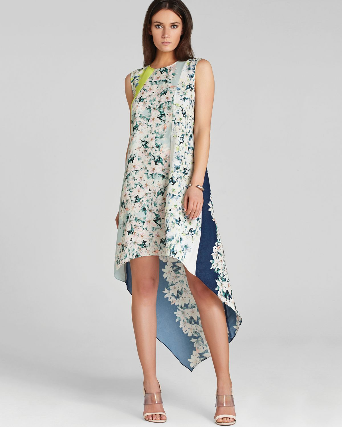 Lyst Bcbgmaxazria Bcbg Max Azria Dress Helene Print Block In Blue Gallery