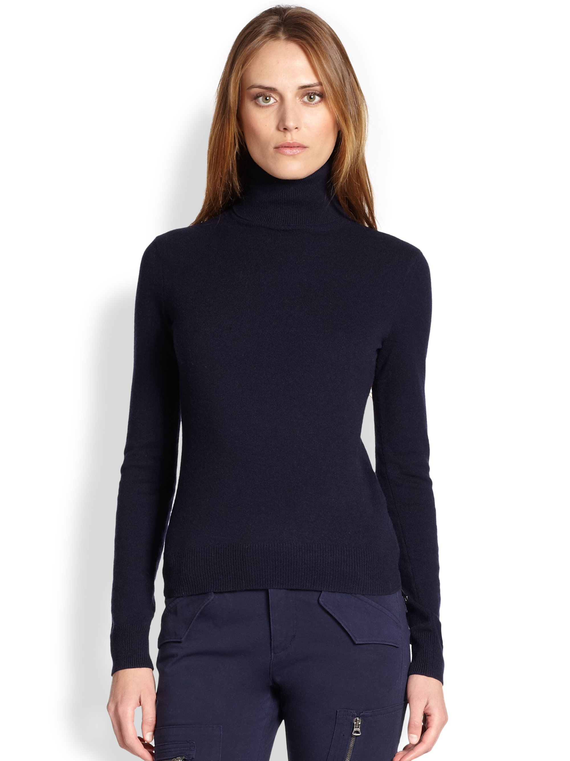 Lyst - Ralph Lauren Blue Label Woolcashmere Ribbed Turtleneck in Natural