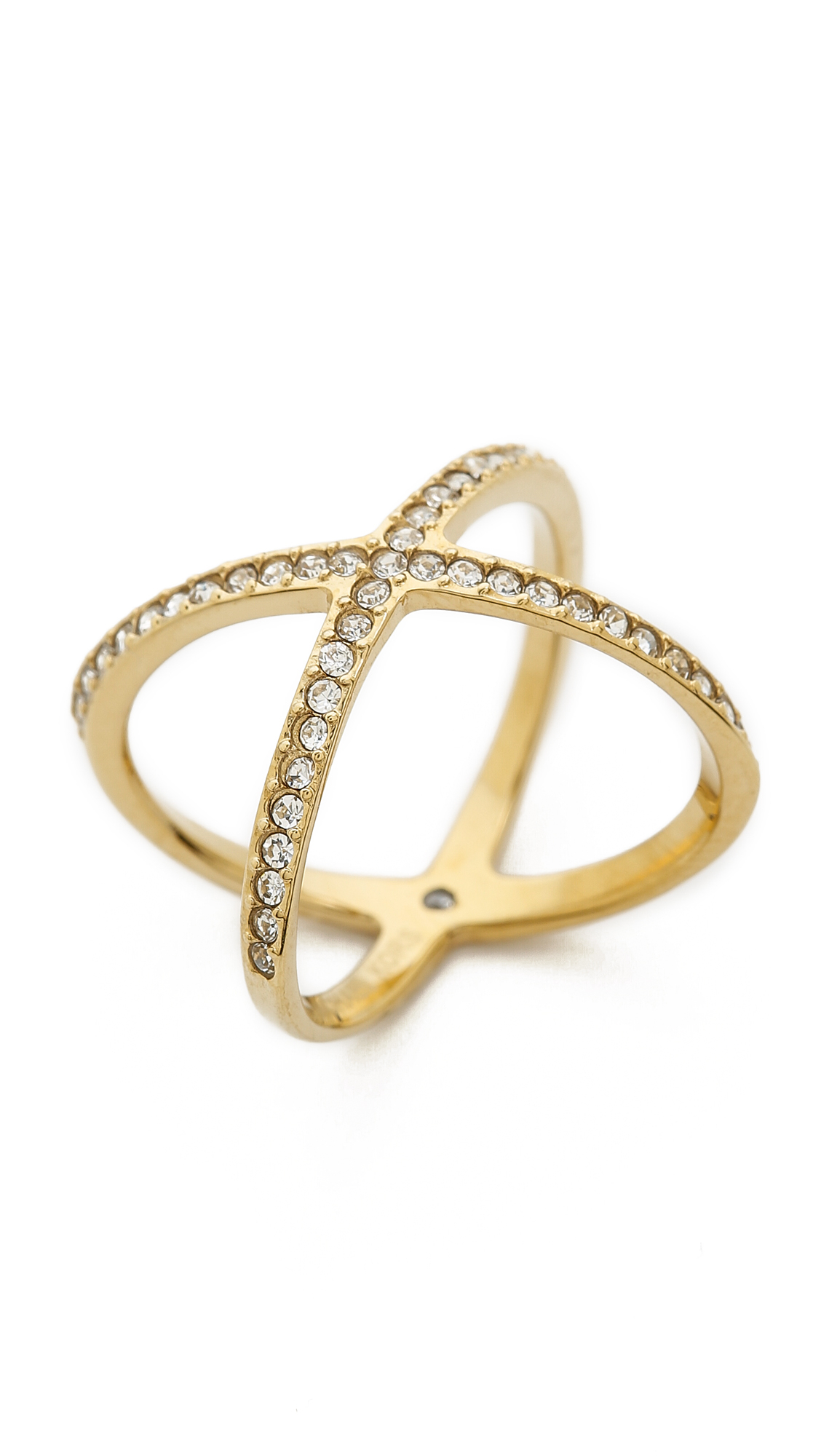 Lyst Michael  Kors  Pave X Midi Ring  Gold  Clear in Metallic