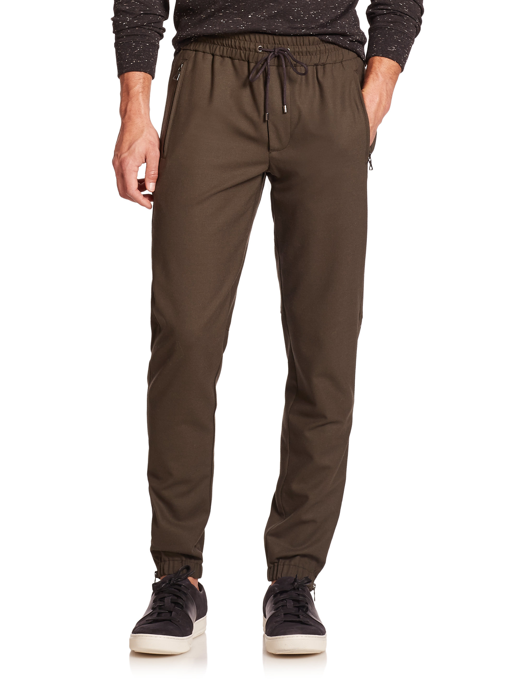 Lyst - Vince Traveler Stretch-wool Track Pants in Green for Men