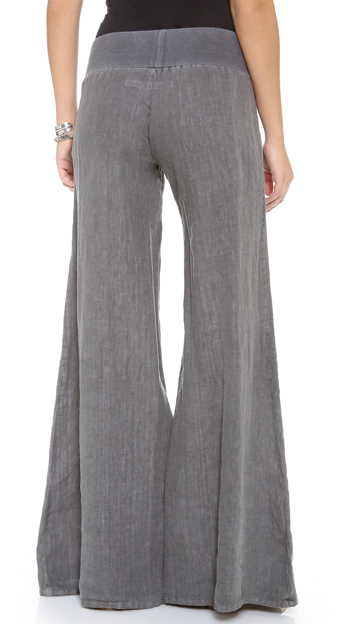 Enza costa Linen Wide Leg Pants - Carbon in Gray | Lyst