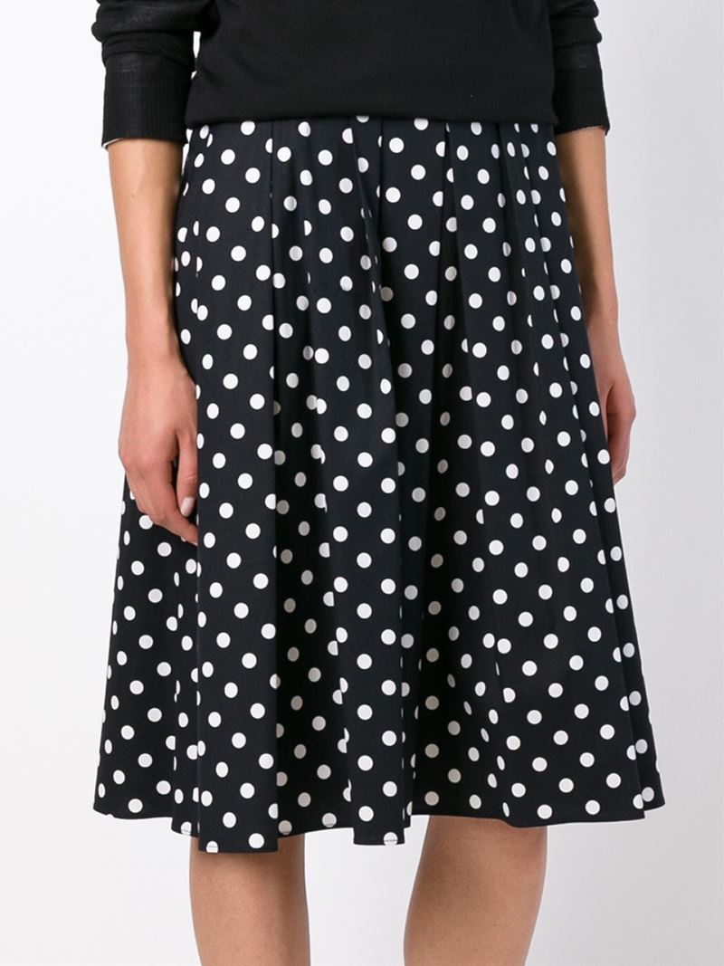 Michael Kors Polka Dot Pleated Skirt In Black Lyst