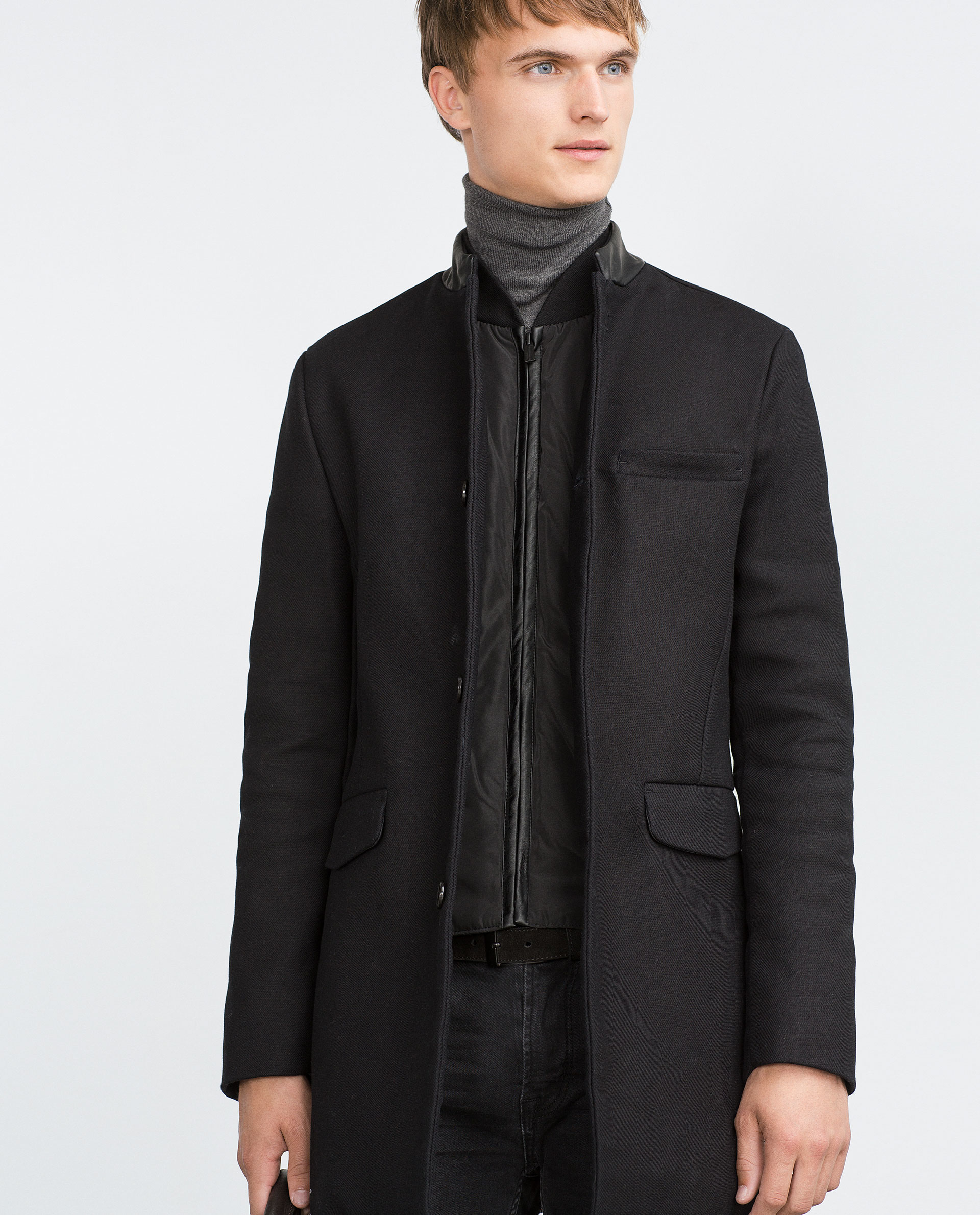 Zara Funnel Collar Coat in Gray for Men Lyst