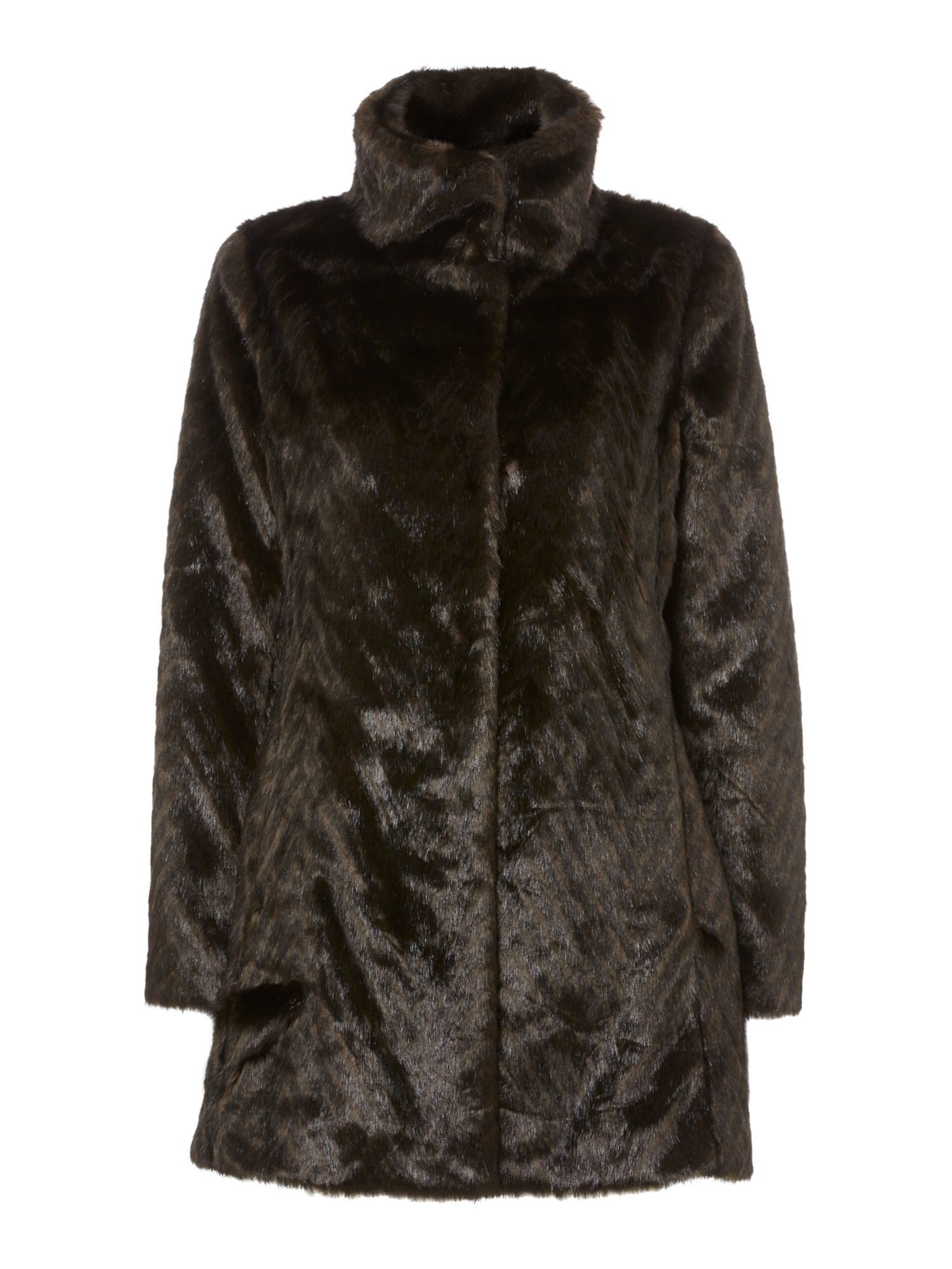 Ellen Tracy Mink Faux Fur Coat In Brown Lyst Ellen Tracy Hooded Wool Blend Coat With Genuine Fox Fur Trim In Natural Lyst