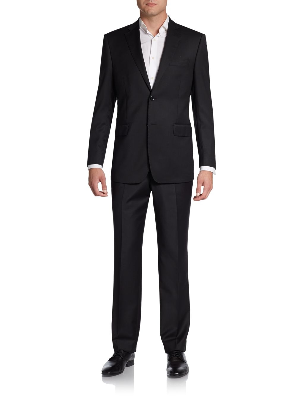 Saks fifth avenue black label Solid Wool/silk Suit in Black for Men | Lyst