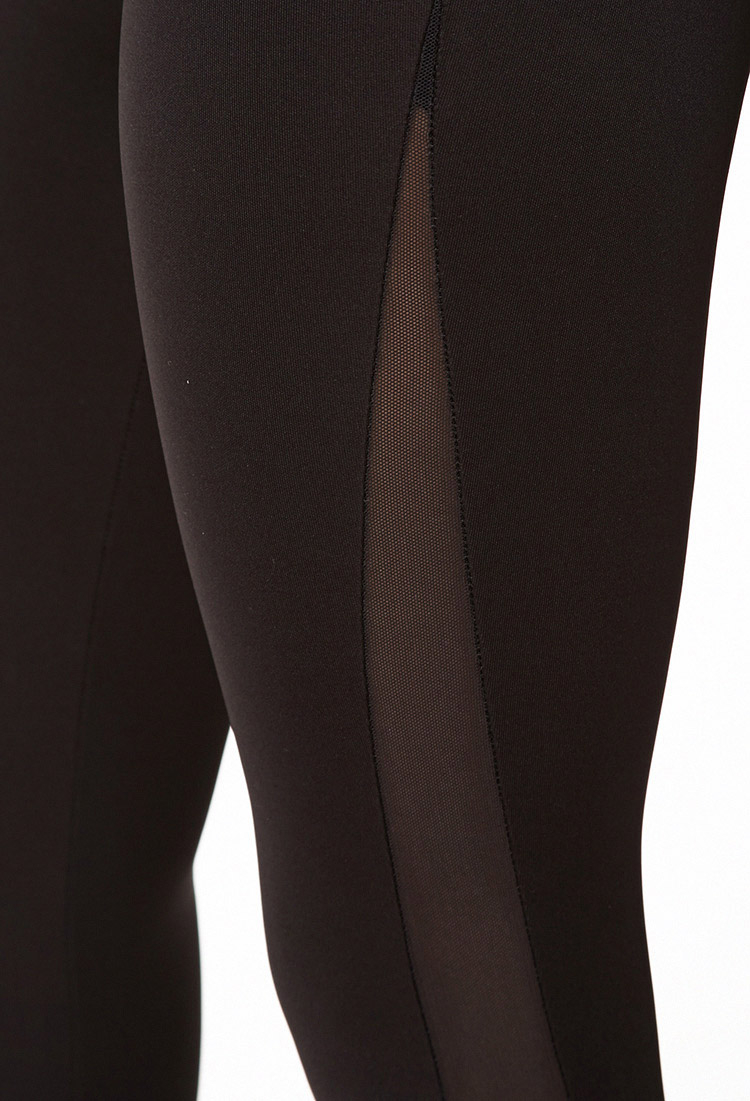 Lyst Forever 21 Mesh Panel Scuba Leggings in Black
