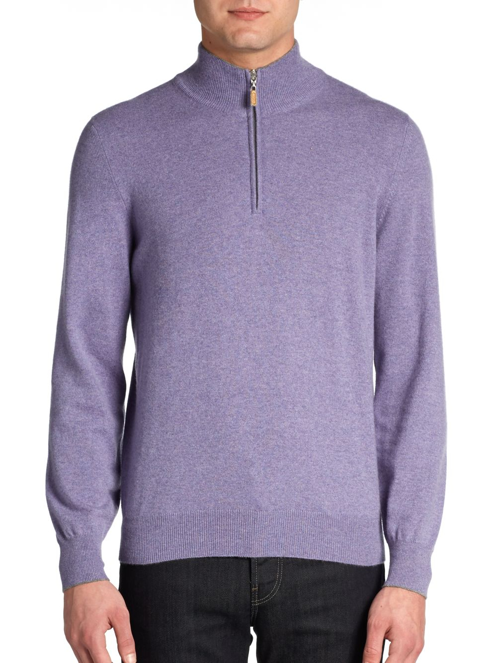 Brunello Cucinelli Cashmere Halfzip Sweater in Purple for Men (berry ...