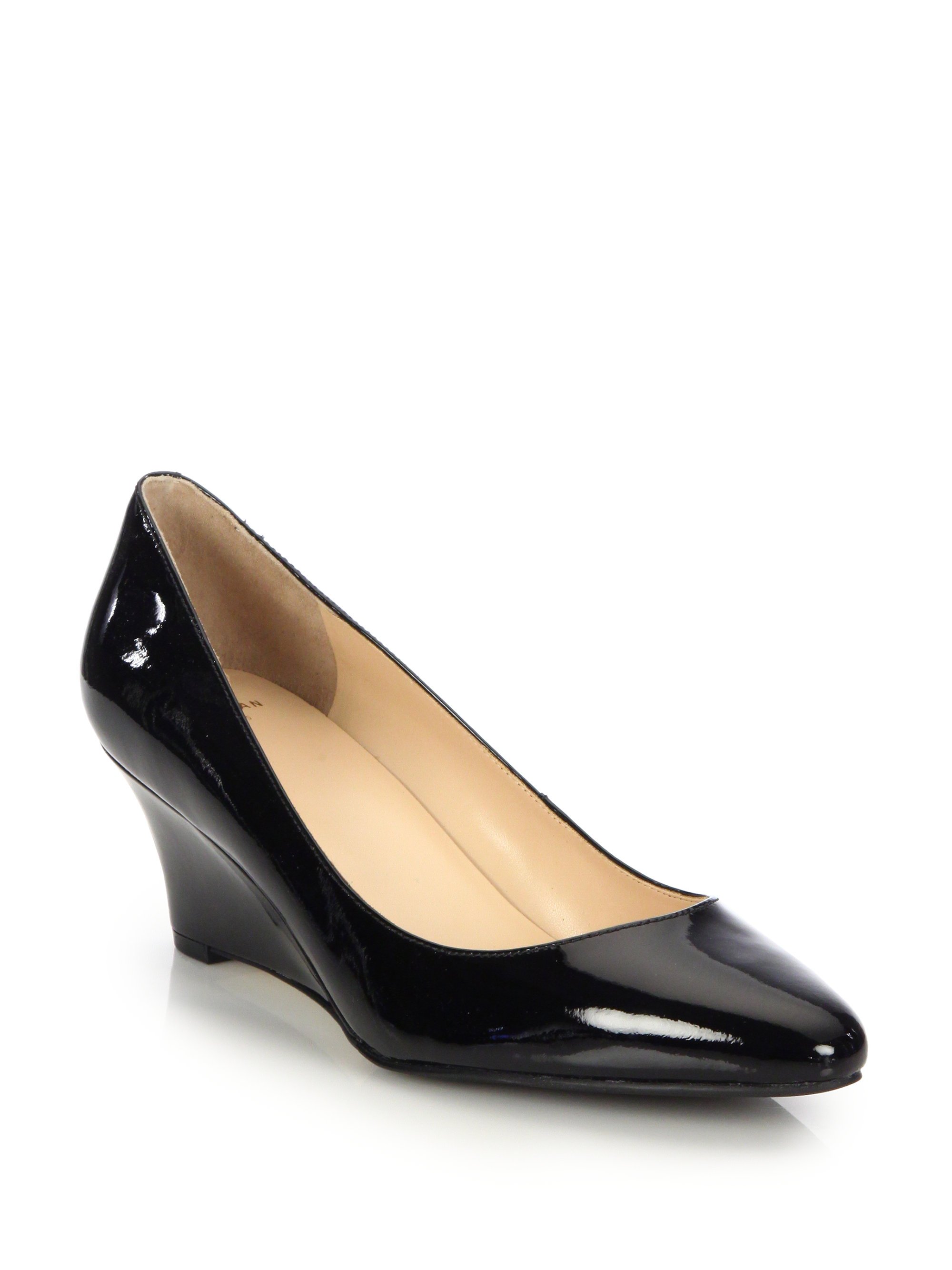 Cole haan Catalina Patent Leather Wedge Pumps in Black | Lyst