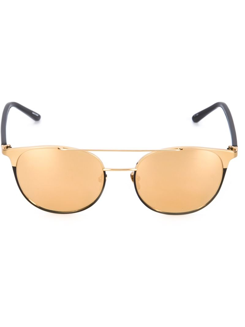 Linda Farrow Mirrored Sunglasses In Gold Metallic Lyst 