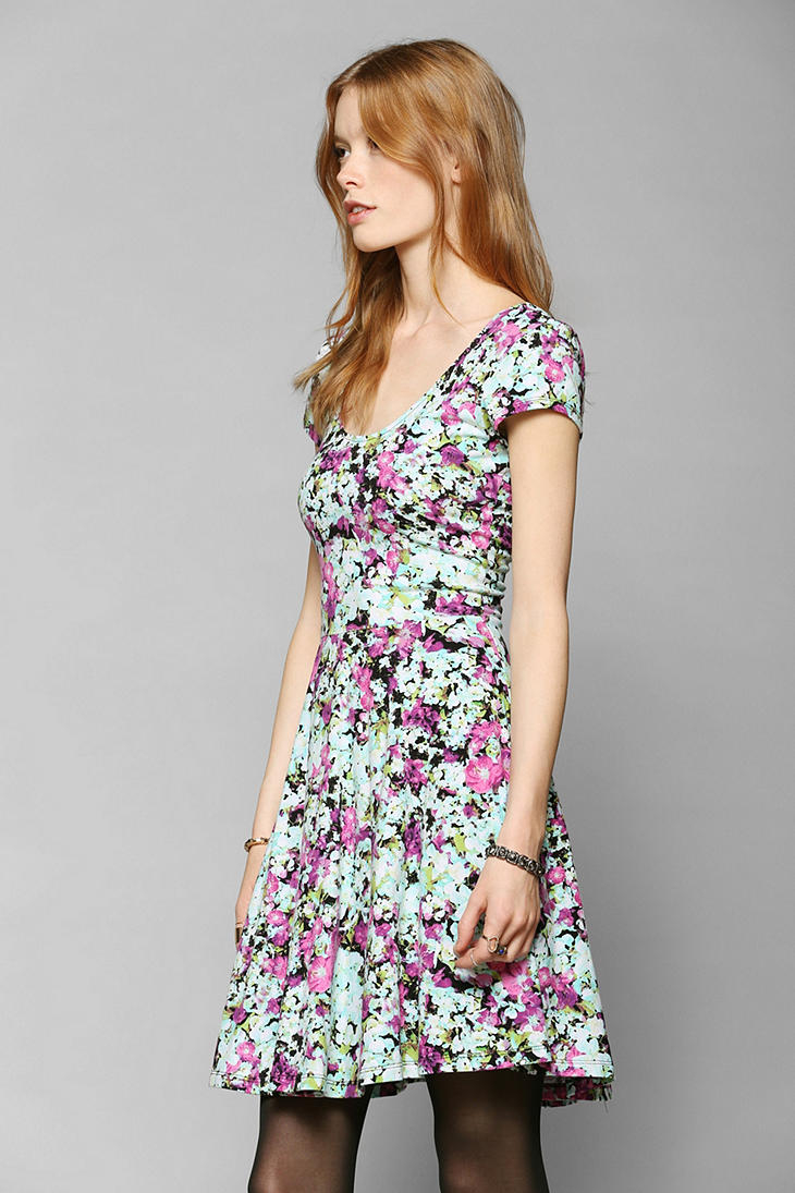 Lyst - Urban outfitters Kimchi Blue Knit Floral Skater Dress in Green