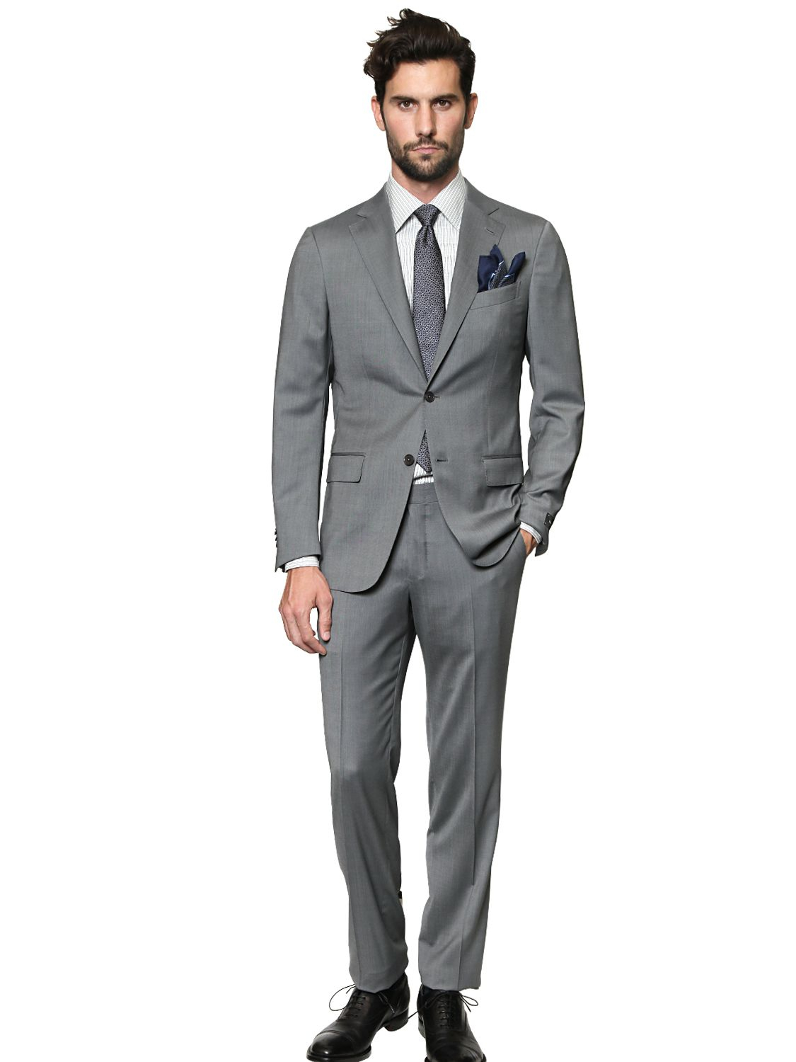 Ermenegildo zegna Milano Easy Wool Satin Suit in Gray for Men | Lyst