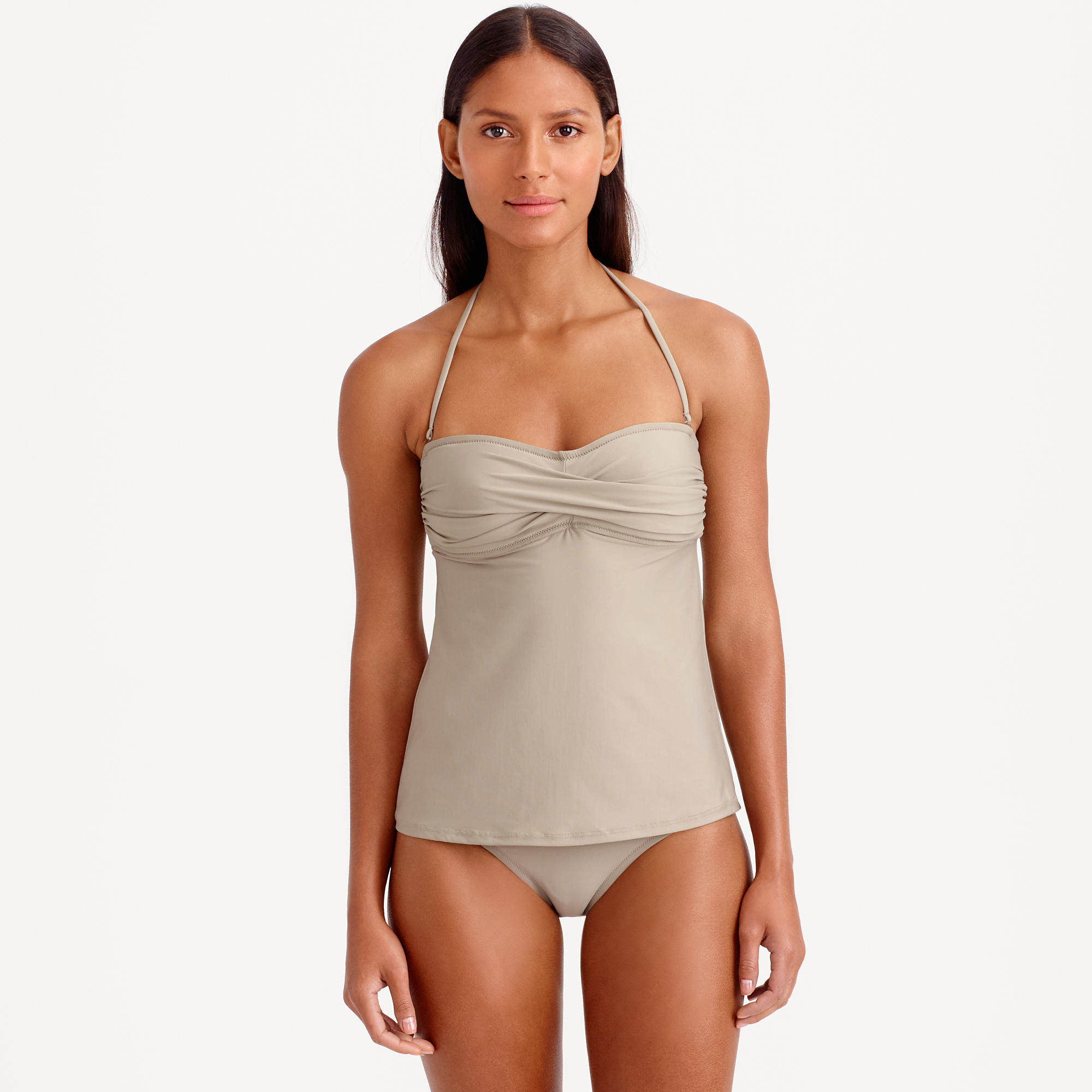 J.crew Ddcup Twistfront Swing Tankini Top in Natural Lyst