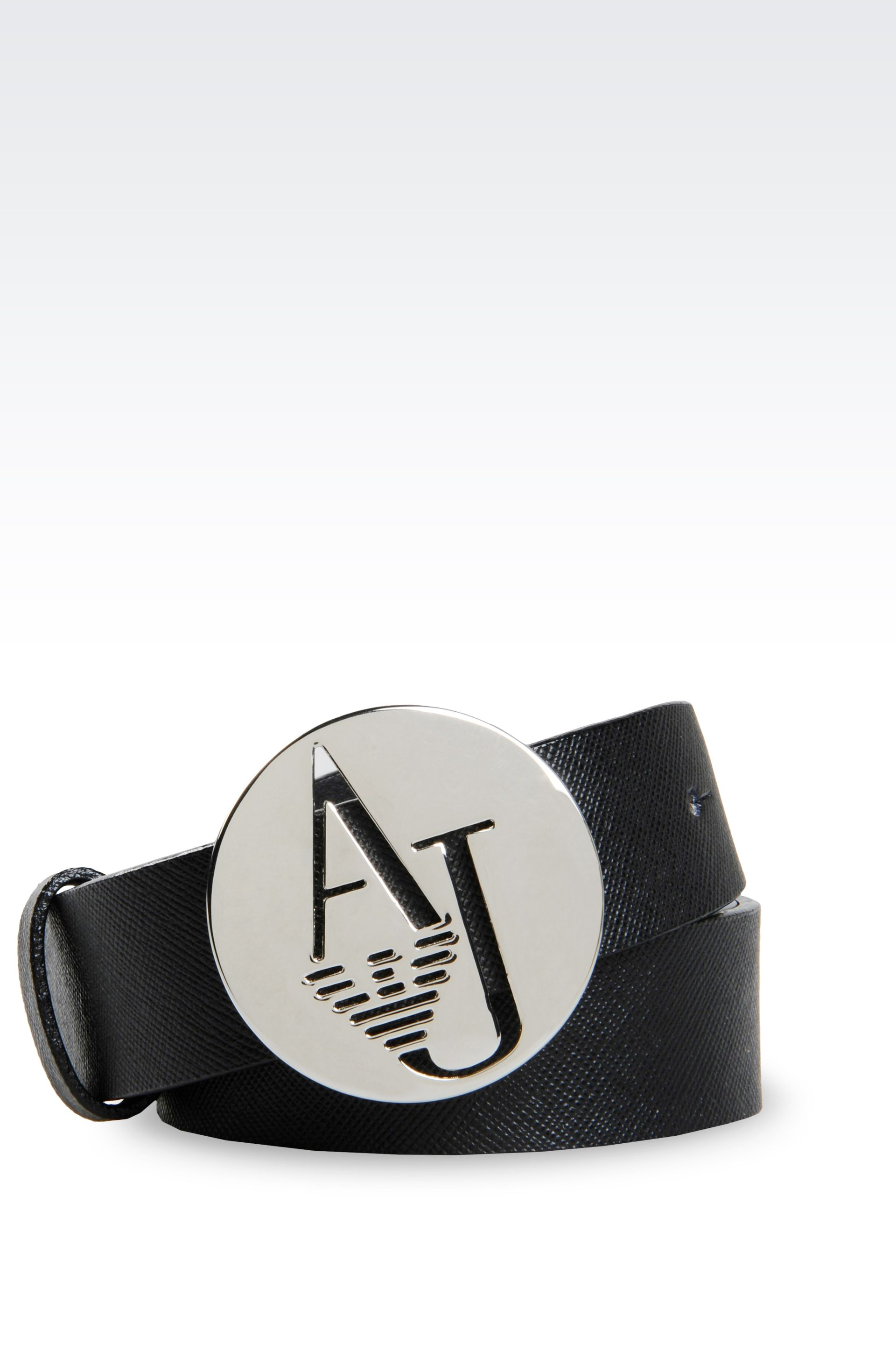 Lyst Armani jeans Belt In Saffiano Calfskin in Black