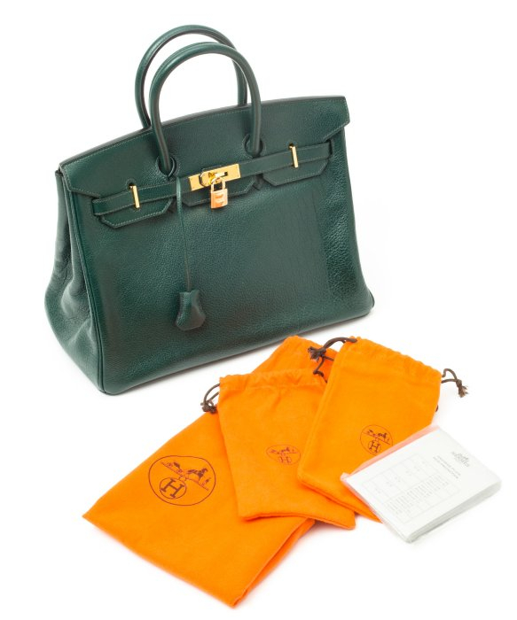 Herms Green Leather Birkin 35 Vintage Large Satchel in Green | Lyst