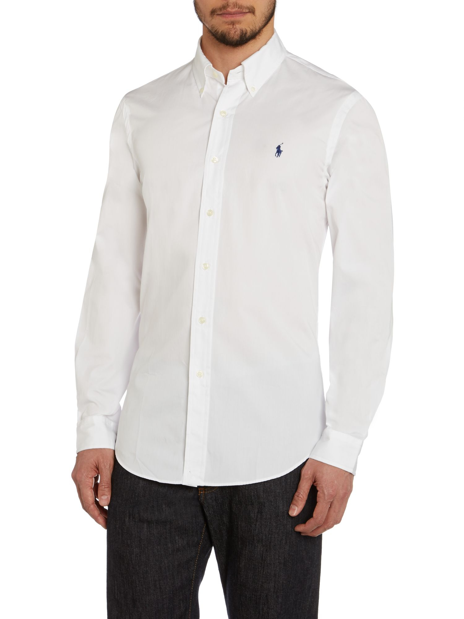 Polo ralph lauren Slim Fit Long Sleeve Shirt in White for Men | Lyst