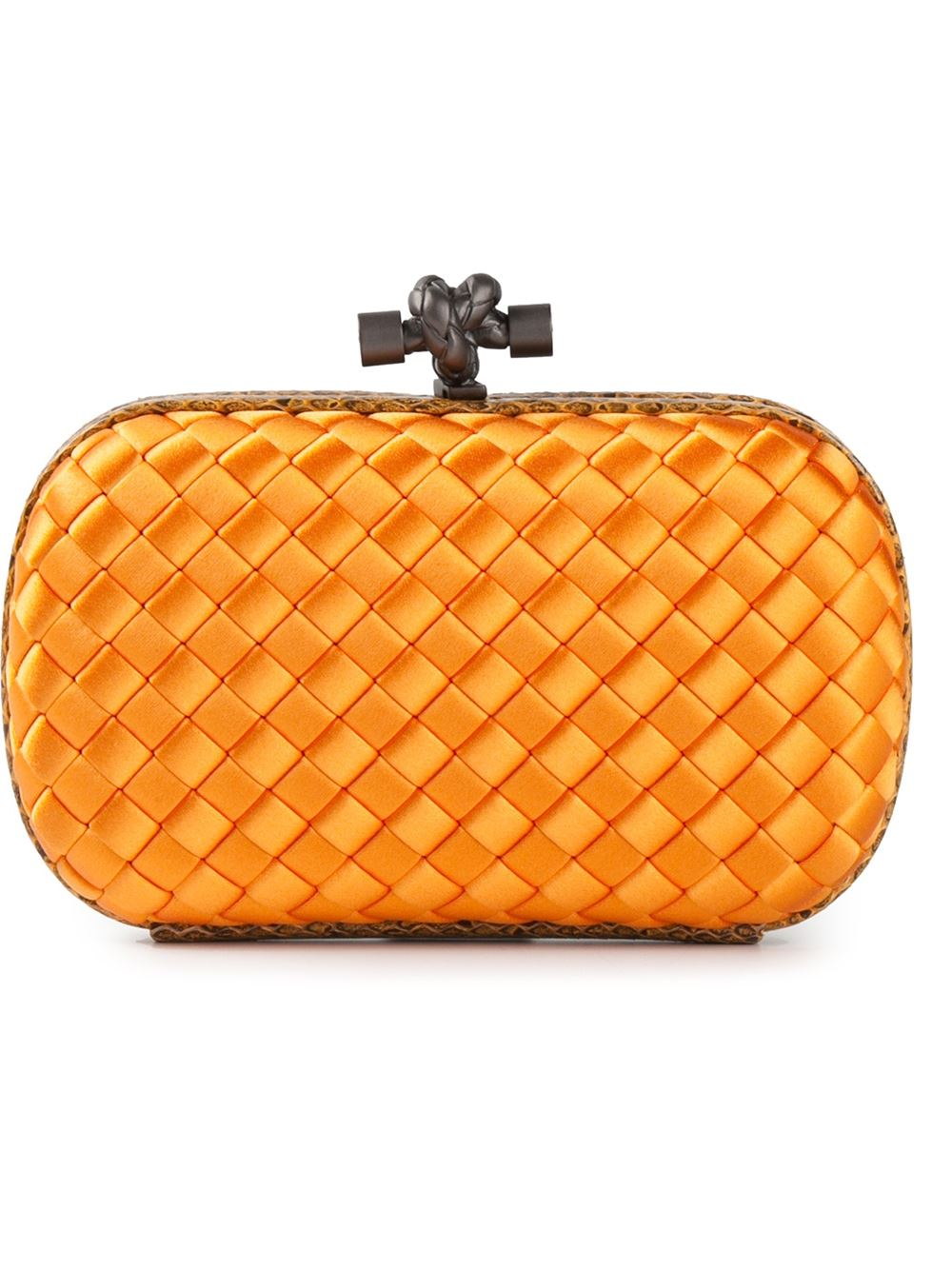Bottega veneta 'knot' Box Clutch in Orange | Lyst