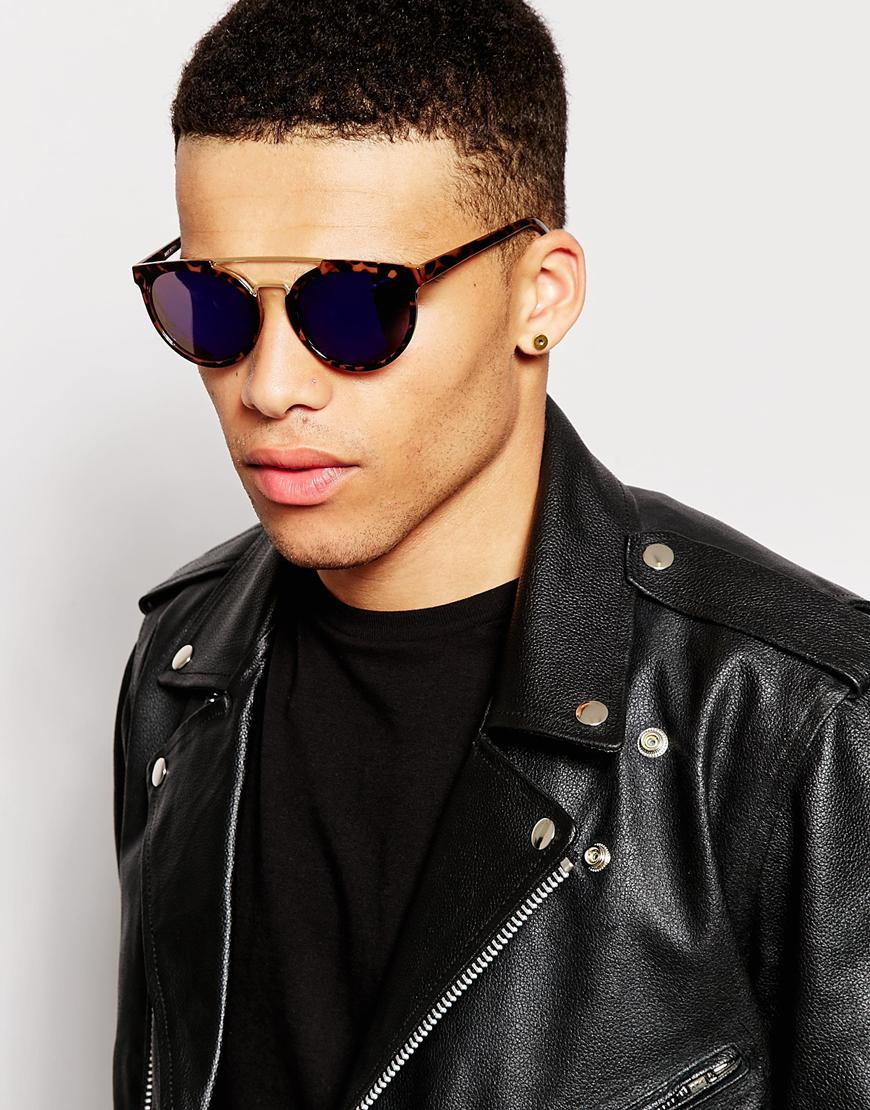 Asos Round Sunglasses With Metal Nose Bridge In Tortoiseshell in Brown ...