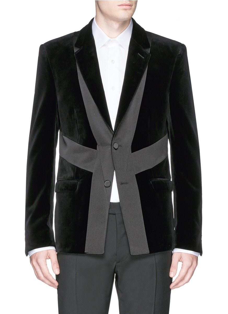 Lyst - Alexander Mcqueen Union Jack Silk Trim Velvet Blazer in Black ...