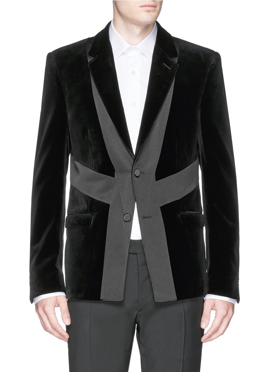 Lyst Alexander Mcqueen Union Jack Silk Trim Velvet Blazer in Black