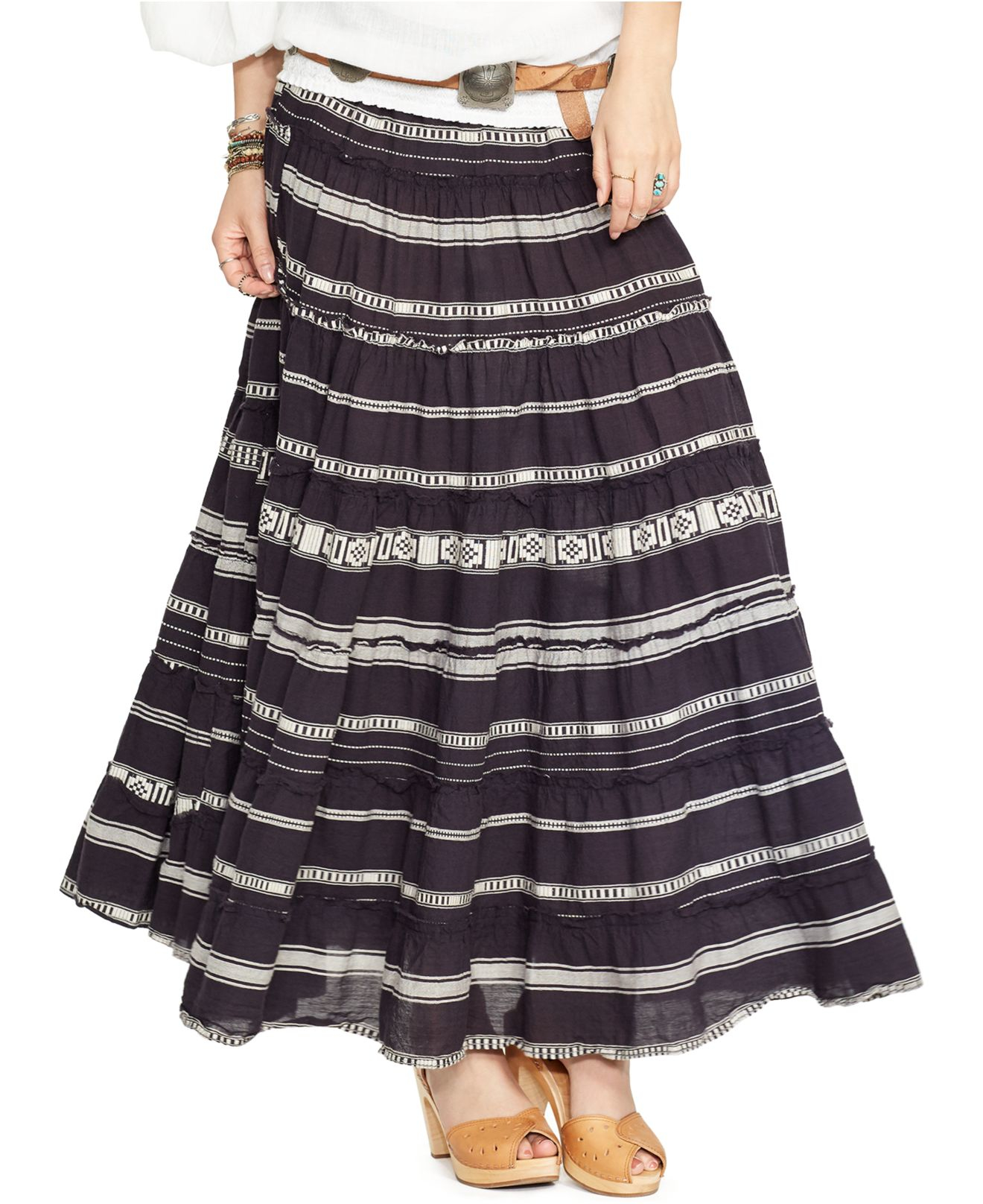 Denim & supply ralph lauren Embroidered Maxi Skirt in Brown Lyst