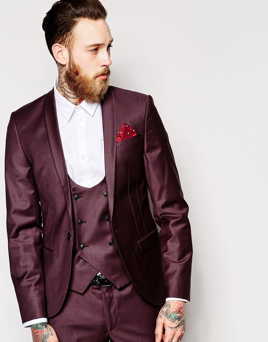 Noose and monkey Suit Jacket With Shawl Lapel In Super Skinny Fit