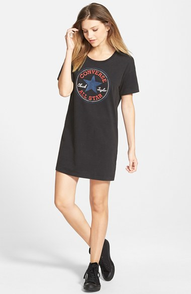 Lyst Converse Graphic  T shirt  Dress  in Black