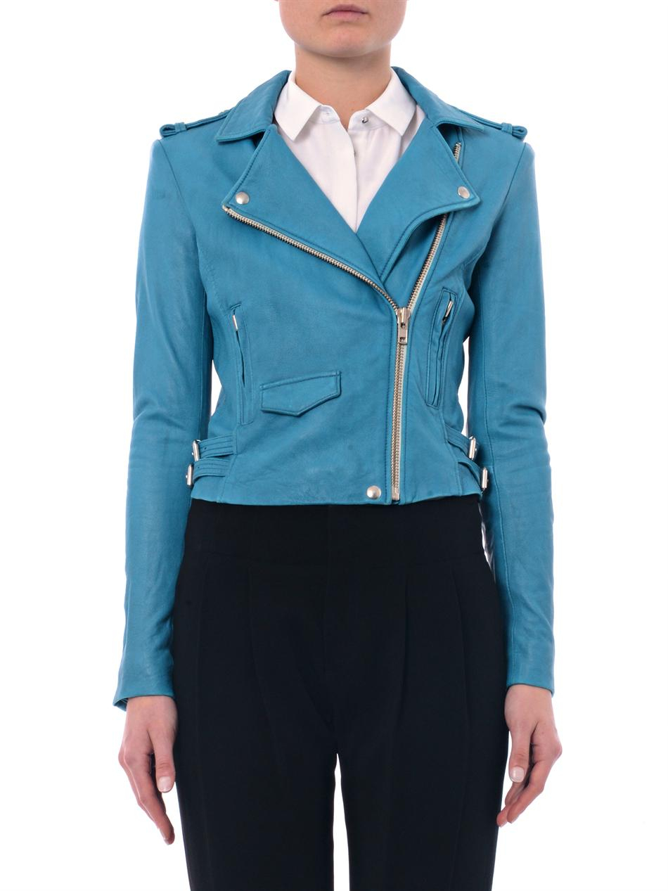 Iro Ashville Leather Biker Jacket In Blue Lyst Gallery