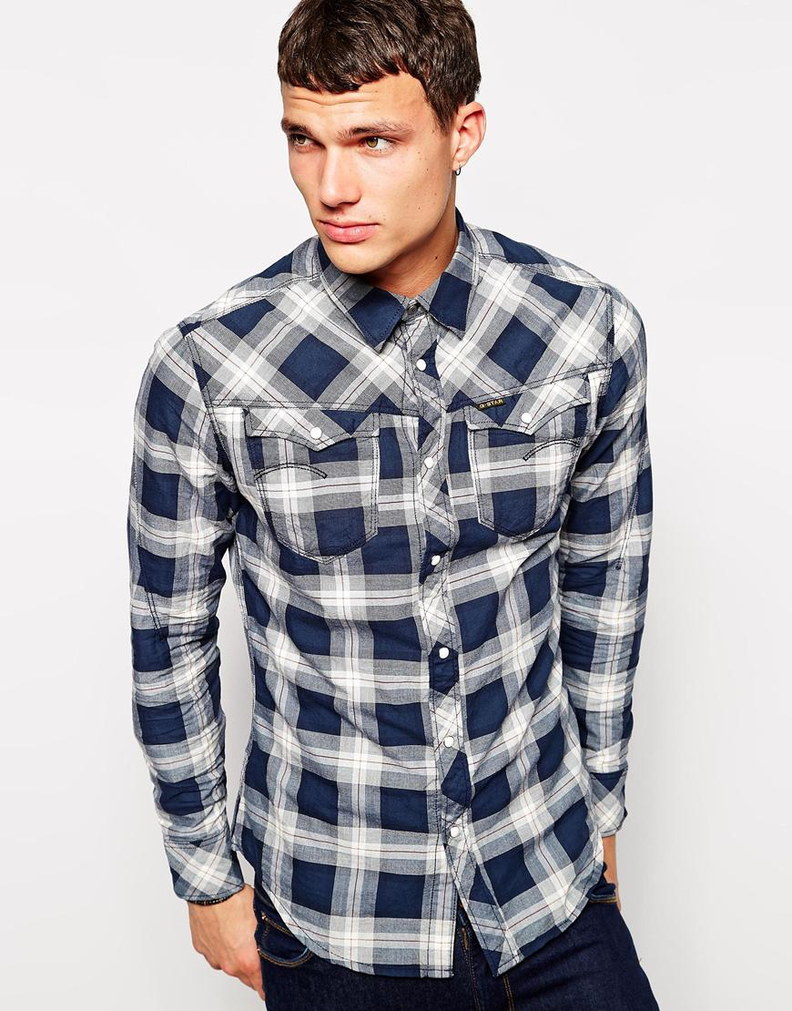 Lyst - G-Star Raw Check Classic Fit Long Sleeve Classic Collar Shir in ...