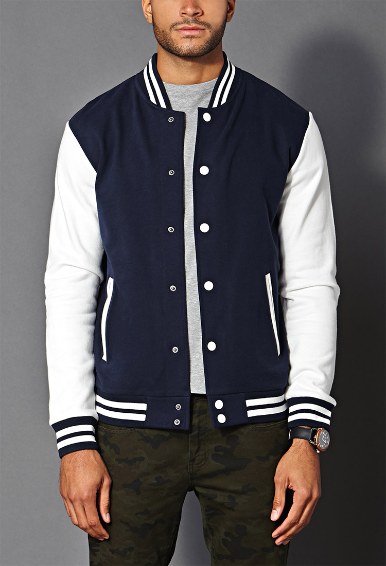 Lyst - Forever 21 Classic Varsity Jacket in Blue for Men