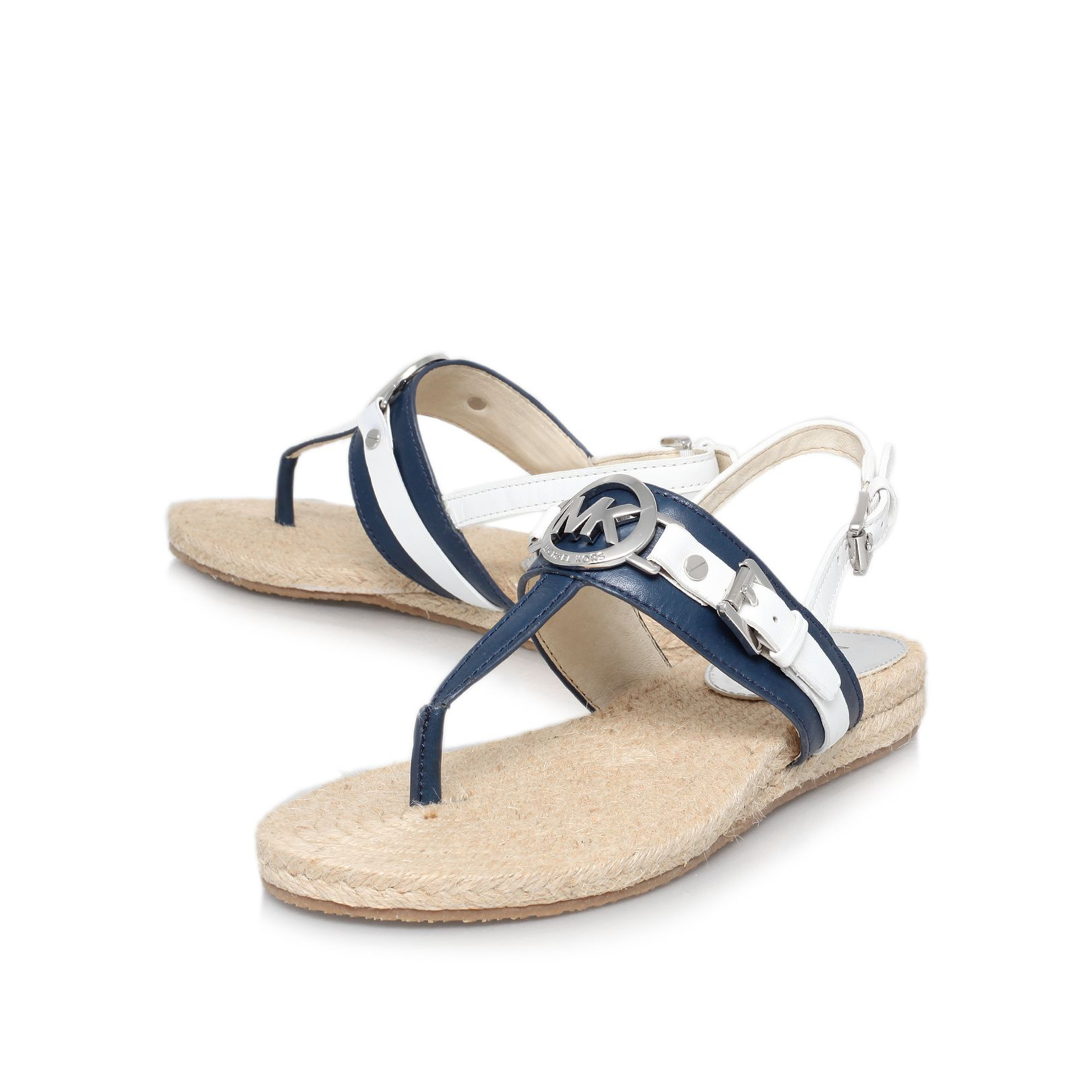 michael kors navy flat sandals