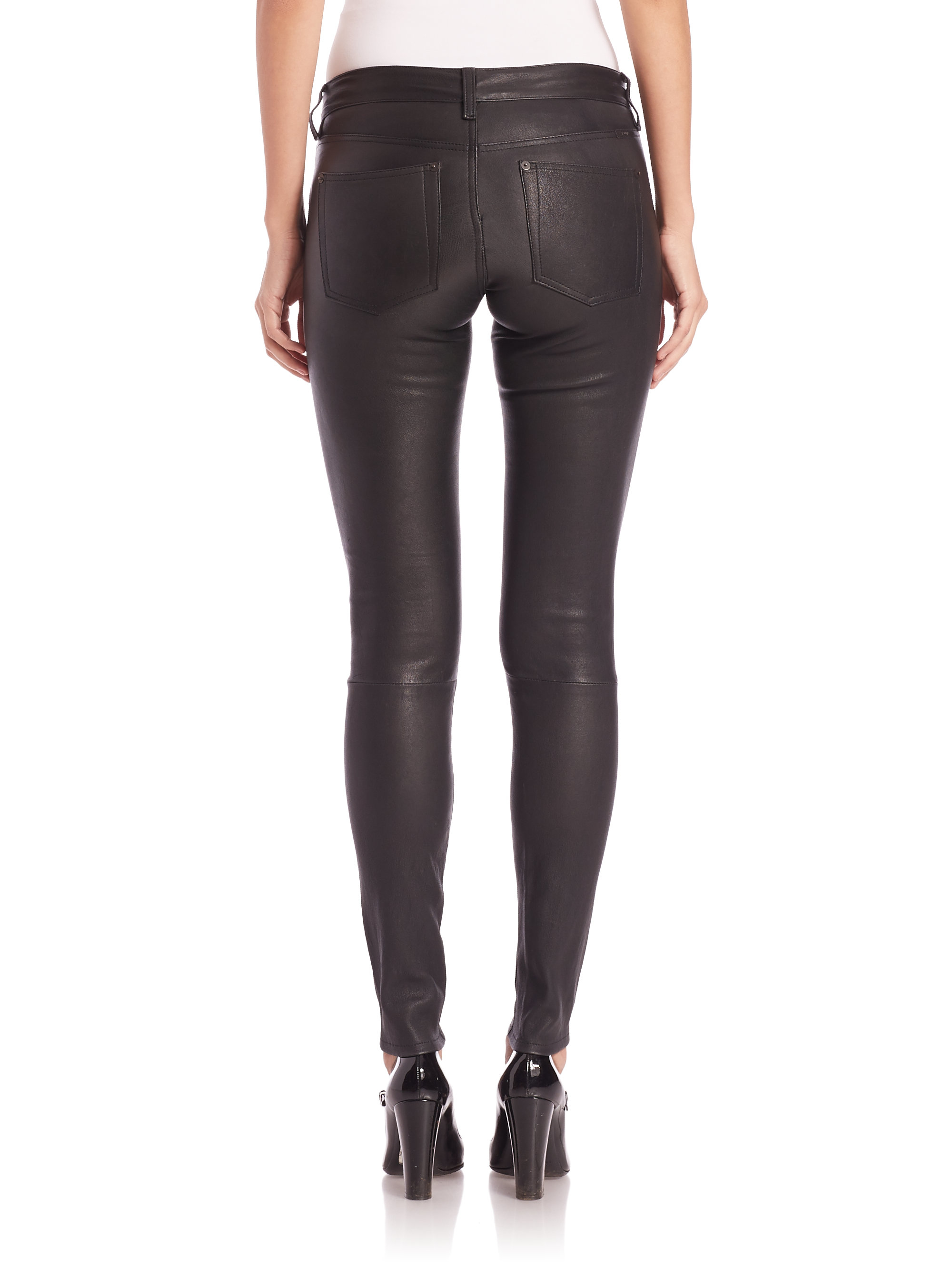 Lyst - Polo Ralph Lauren Leather Skinny Pants in Black